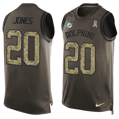 Nike Dolphins #20 Reshad Jones Green Men's Stitched NFL Limited Salute To Service Tank Top Jersey - Click Image to Close